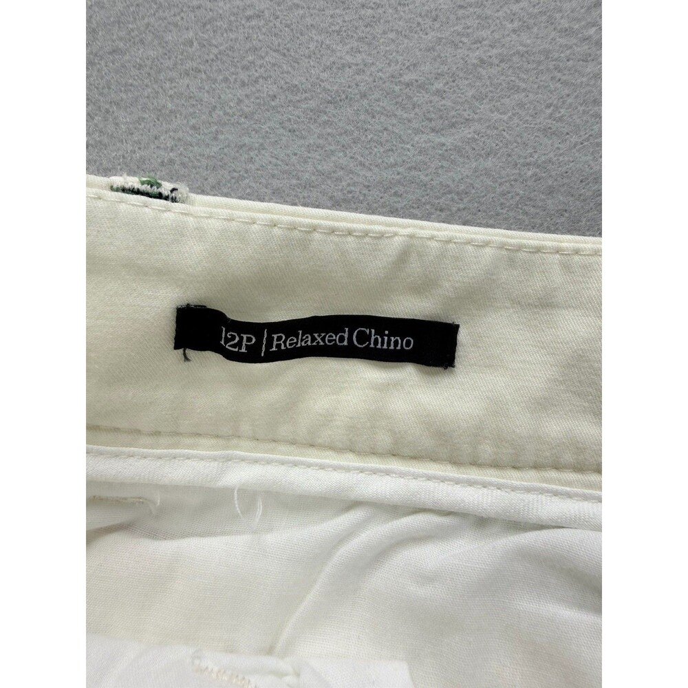 Talbots Relaxed Chino Pants Womens 12P Floral Embroidered White Cotton - Picture 7 of 15